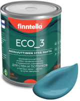Краска Finntella Eco 3 Wash and Clean Opaali / F-08-1-1-LG259 (900мл, голубой, глубокоматовый) - 