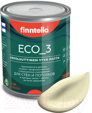 Краска Finntella Eco 3 Wash and Clean Ivory / F-08-1-1-LG42 (900мл, глубокоматовый)