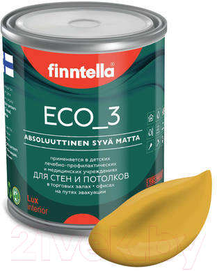 Краска Finntella Eco 3 Wash and Clean Okra / F-08-1-1-LG47 (900мл, желто-красный, глубокоматовый)