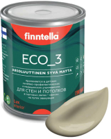 Краска Finntella Eco 3 Wash and Clean Vuori / F-08-1-1-LG67 (900мл, бежевый хаки, глубокоматовый) - 