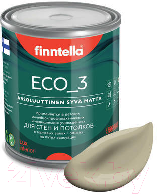 Краска Finntella Eco 3 Wash and Clean Vuori / F-08-1-1-LG67 (900мл, бежевый хаки, глубокоматовый)