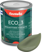 Краска Finntella Eco 3 Wash and Clean Oliivi / F-08-1-1-LG80 (900мл, темно-зеленый, глубокоматовый) - 