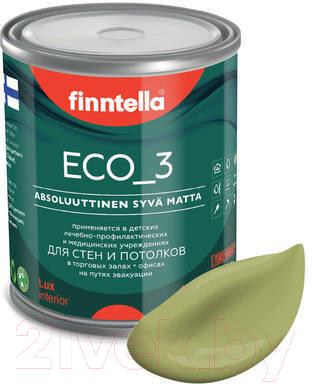 Краска Finntella Eco 3 Wash and Clean Metsa / F-08-1-1-LG84 (900мл, зеленый, глубокоматовый)