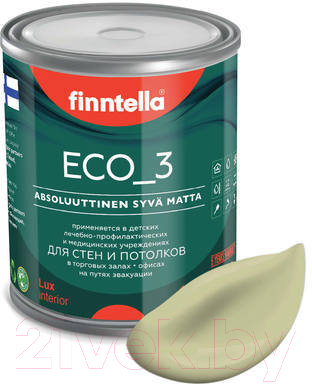 Краска Finntella Eco 3 Wash and Clean Lammin / F-08-1-1-LG85 (900мл, бледно-зеленый, глубокоматовый)