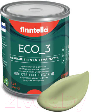 Краска Finntella Eco 3 Wash and Clean Vihrea Tee / F-08-1-1-LG90 (900мл, глубокоматовый)