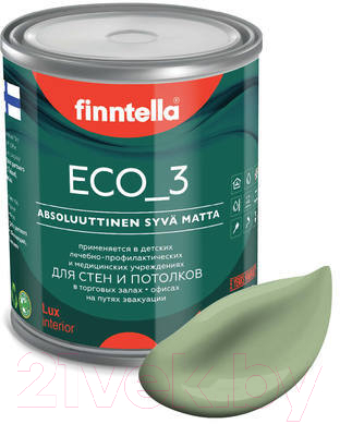 Краска Finntella Eco 3 Wash and Clean Sypressi / F-08-1-1-LG91 (900мл, светло-зеленый, глубокоматовый)