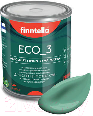 Краска Finntella Eco 3 Wash and Clean Jade / F-08-1-1-LG93 (900мл, глубокоматовый)