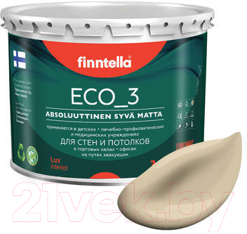 Краска Finntella Eco 3 Wash and Clean / F-08-1-3-FL069 (2.7л, песочный, глубокоматовый)