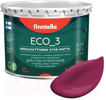 Краска Finntella Eco 3 Wash and Clean Kirsikka / F-08-1-3-FL126 (2.7л, светлая вишня, глубокоматовый)