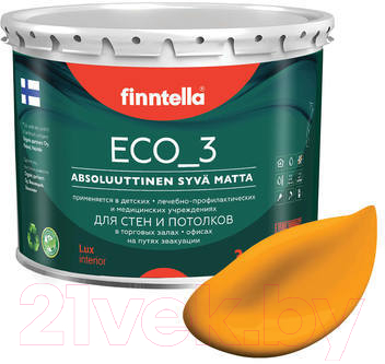 Краска Finntella Eco 3 Wash and Clean / F-08-1-3-FL127 (2.7л, пламенный желтый, глубокоматовый)