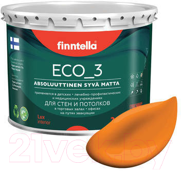 Краска Finntella Eco 3 Wash and Clean Sahrami / F-08-1-3-FL128 (2.7л, шафрановый, глубокоматовый)