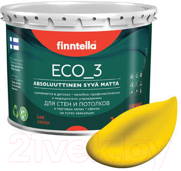 Краска Finntella Eco 3 Wash and Clean / F-08-1-3-FL129 (2.7л, желтый, глубокоматовый)