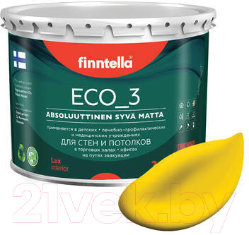 Краска Finntella Eco 3 Wash and Clean Keltainen / F-08-1-3-FL129 (2.7л, желтый, глубокоматовый)