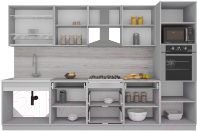Кухонный гарнитур Интерлиния Мила Gloss 3.2 (ваниль/асфальт)