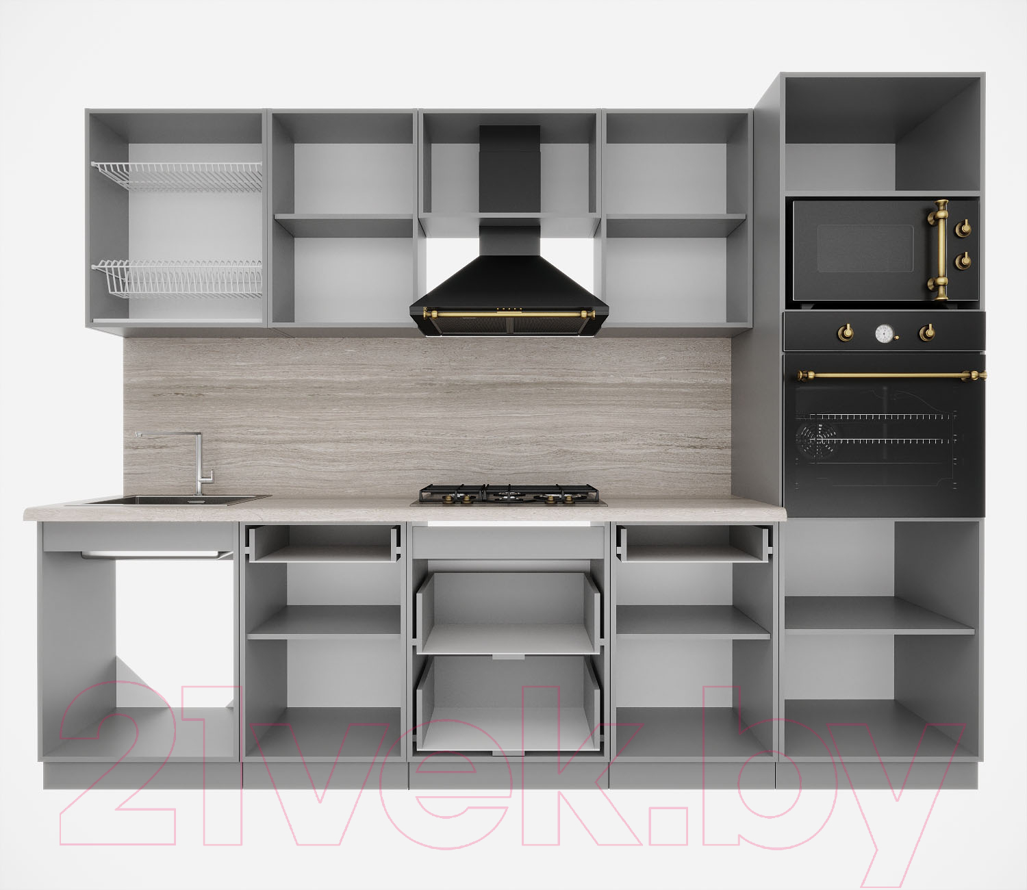 Кухонный гарнитур Interline Мила Gloss 2.8 (красный/черный) — фото 3
