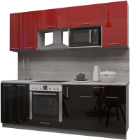 Кухонный гарнитур Интерлиния Мила Gloss 2.2 (красный/черный) - 