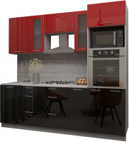 Кухонный гарнитур Интерлиния Мила Gloss 2.3 (красный/черный) - 