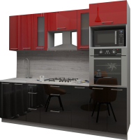 Кухонный гарнитур Интерлиния Мила Gloss 2.4 (красный/черный) - 