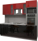 Готовая кухня Интерлиния Мила Gloss 2.4 (красный/черный) - 