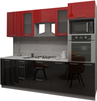 Кухонный гарнитур Интерлиния Мила Gloss 2.5 (красный/черный) - 