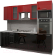 Готовая кухня Интерлиния Мила Gloss 2.5 (красный/черный) - 