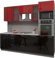 Кухонный гарнитур Интерлиния Мила Gloss 2.6 (красный/черный) - 