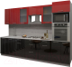 Готовая кухня Интерлиния Мила Gloss 3.0 (красный/черный) - 