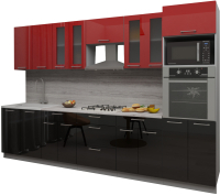 Кухонный гарнитур Интерлиния Мила Gloss 3.2 (красный/черный) - 
