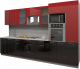Готовая кухня Интерлиния Мила Gloss 3.4 (красный/черный) - 