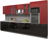 Готовая кухня Интерлиния Мила Gloss 3.6 (красный/черный) - 