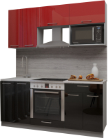 Кухонный гарнитур Интерлиния Мила Gloss 1.8 (красный/черный) - 