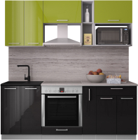 Кухонный гарнитур Интерлиния Мила Gloss 2.0 (яблоня/черный) - 