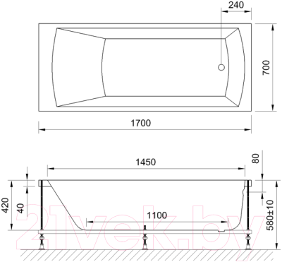 Ванна акриловая Royal Bath Vienna 170x70x58 / RB953203 (с каркасом)