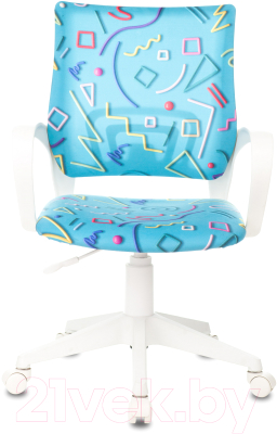 Кресло детское Бюрократ KD-W4 (голубой Sticks 06/белый пластик)