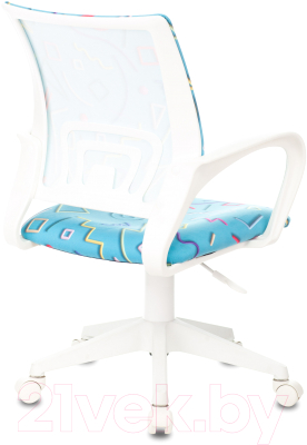 Кресло детское Бюрократ KD-W4 (голубой Sticks 06/белый пластик)
