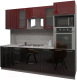 Готовая кухня Интерлиния Мила Gloss 2.5 (бордовый/черный) - 