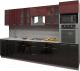 Готовая кухня Интерлиния Мила Gloss 3.2 (бордовый/черный) - 