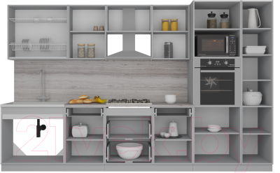Кухонный гарнитур Интерлиния Мила Gloss 3.4 (бордовый/черный)