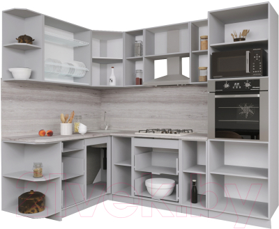 Готовая кухня Интерлиния Мила Gloss 1.68x2.4 левая (белый/асфальт)