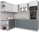 Кухонный гарнитур Интерлиния Мила Gloss 1.68x2.4 левая (белый/асфальт) - 