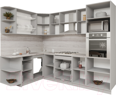 Кухонный гарнитур Интерлиния Мила Gloss 1.68x2.6 левая (белый/асфальт)