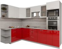 Кухонный гарнитур Интерлиния Мила Gloss 1.68x2.8 левая (белый/красный) - 