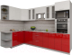 Кухонный гарнитур Интерлиния Мила Gloss 1.68x3.0 левая (белый/красный) - 