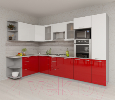Купить Кухонный гарнитур Интерлиния Мила Gloss 1.68x3.2 левая в Минске