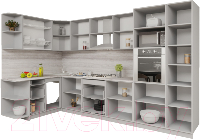 Готовая кухня Интерлиния Мила Gloss 1.68x3.4 левая (белый/асфальт)