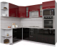 Кухонный гарнитур Интерлиния Мила Gloss 1.68x2.4 левая (бордовый/черный) - 