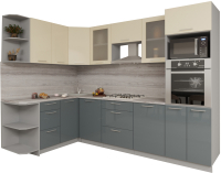Кухонный гарнитур Интерлиния Мила Gloss 1.68x2.8 левая (ваниль/асфальт) - 