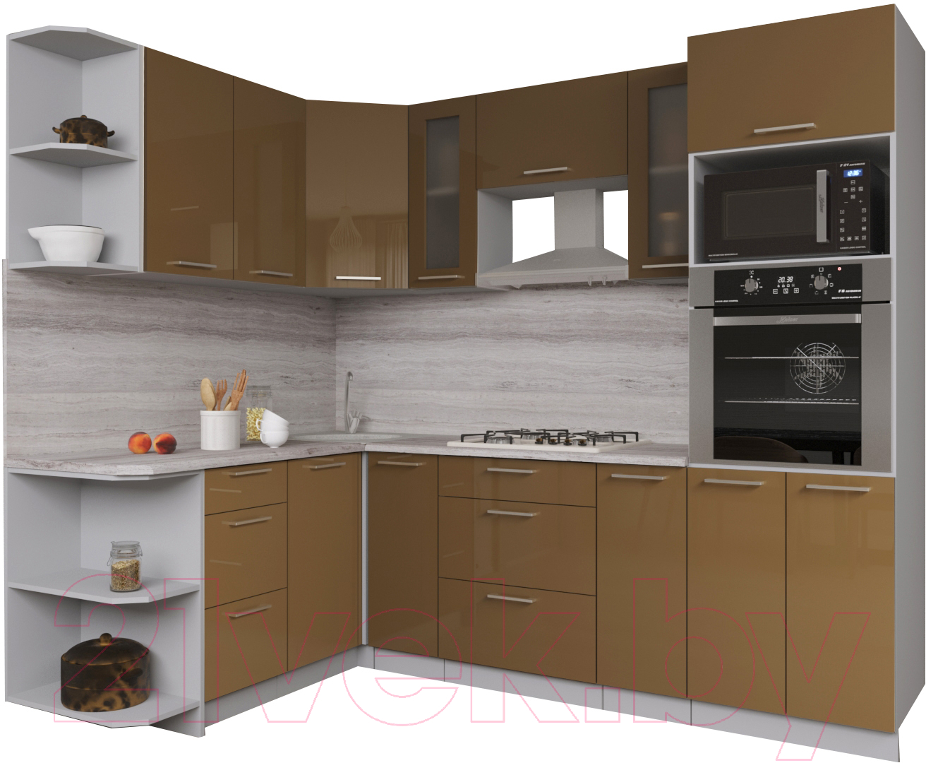 Готовая кухня Интерлиния Gloss 1.68x2.4 левая