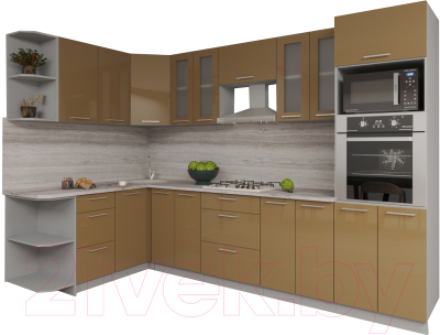 Кухонный гарнитур Интерлиния Мила Gloss 1.68x3.0 левая