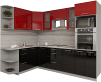 Готовая кухня Интерлиния Мила Gloss 1.68x2.6 левая (красный/черный) - 